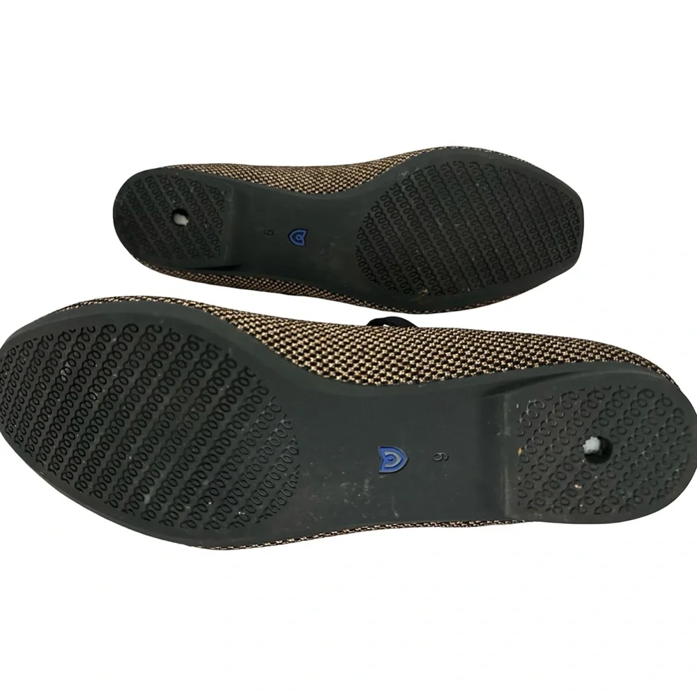Rothy's T-Strap Mary Jane Flats Bronze Black Metallic Knit Women's Size 9 - Picture 10 of 10